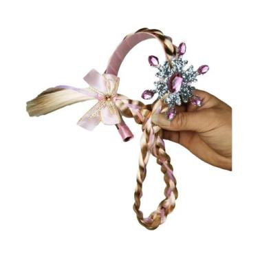 Imagem de Peruca Longa Trançada Da Princesa Rapunzel Para Meninas Com Tiara De F