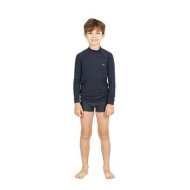 Imagem de Blusa Infantil Siri Menino Preta Piscina Proteção UV 50+-Masculino