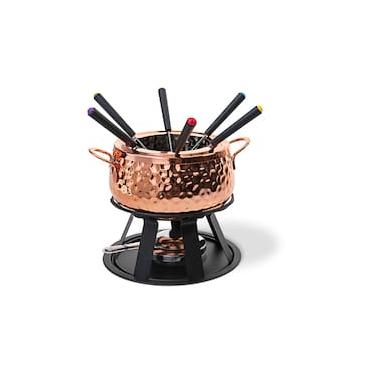 Imagem de Aparelho de Fondue Brinox 11 Peças Caçarola 1,7L Base Aramada Fogareiro Inox Cobre