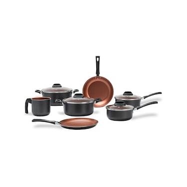 Imagem de Jogo de Panelas 7 Peças Brinox Topázio Antiaderente Pro-Flon Cinza Range