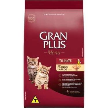 Imagem de Ração Seca Gran Plus para gatos filhotes sabor frango e arroz 1kg.