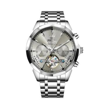 Imagem de Relógio De Pulso Mecânico Masculino OLEVS 6619 Com Vidro Em Forma De D