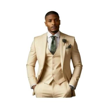 Imagem de Terno Formal Masculino Verde Esmeralda De 3 Peças: Jaqueta, Colete E C