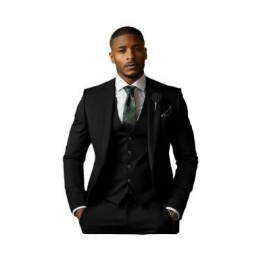 Imagem de Terno Formal Masculino Verde Esmeralda De 3 Peças: Jaqueta, Colete E C