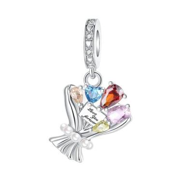 Imagem de Pingentes De Flor Rosa, Tulipa E Flor De Cerejeira Em Prata Esterlina 