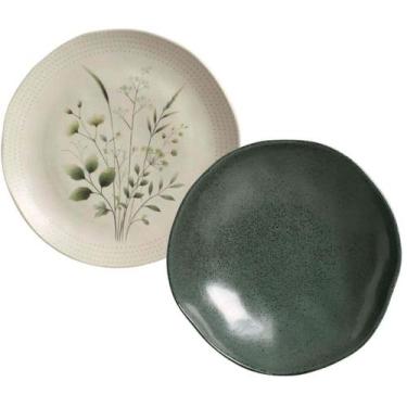 Imagem de Conjunto Pratos Raso Fundo 12 Peças Cerâmica Orgânico Porto Brasil Mes