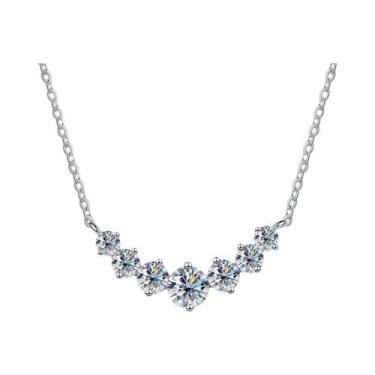 Imagem de Colar Feminino Banhado a Ouro Branco Com Moissanite Joia Fina Para Cas