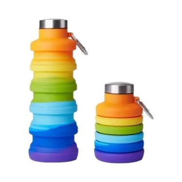 Imagem de Garrafa De Água Portátil Dobrável À Prova De Vazamentos Com Mosquetão 