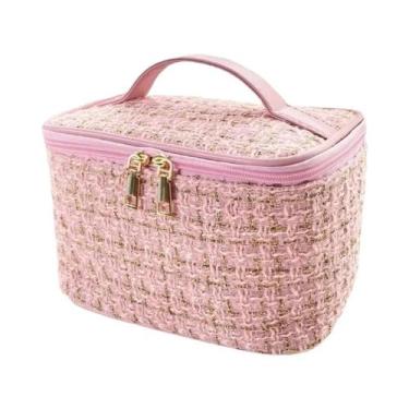 Imagem de Bolsa De Cosméticos Grande De Tricô Feminina, Bolsa De Maquiagem Portá