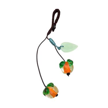 Imagem de Pingente de chaveiro de vidro de caqui com folha para chaveiro