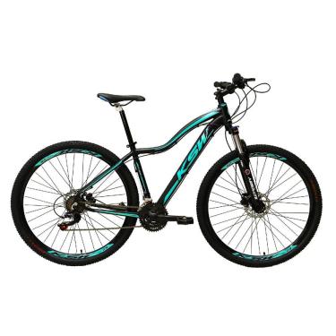 Imagem de Bicicleta Feminina Aro 29 Ksw Mwza Alumínio 24v Câmbios Shimano Garfo com Trava no Ombro - Preto/Azul