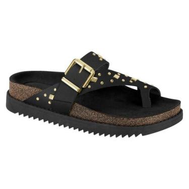 Imagem de Sandália Feminina Moleca Papete Tratorada Tachas Fivela Original -, Pr