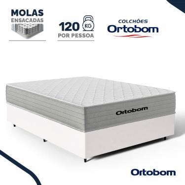 Imagem de Cama Box com Colchão de Molas Ensacadas Ortobom One Face Plenno Casal 138cm