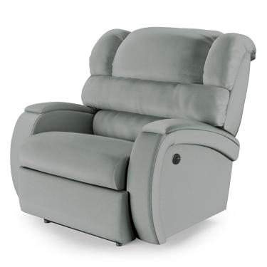 Imagem de Poltrona Do Papai Reclinável Napoli Power Touch USB Couro Sintético Cinza D'Rossi