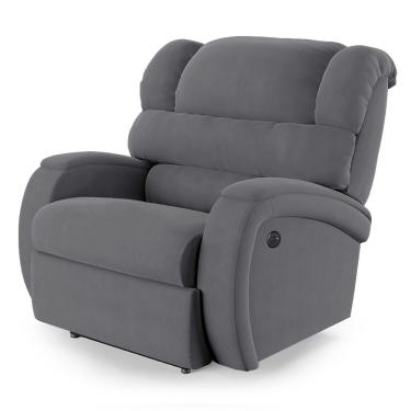 Imagem de Poltrona Do Papai Reclinável Napoli Power Touch USB Veludo Cinza D'Rossi