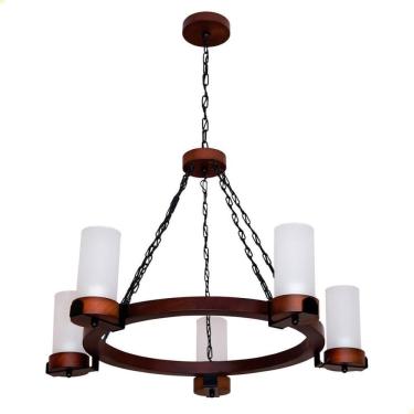 Imagem de Lustre Muller Country Redondo 5 Lâmpadas Envelhecido 1105e