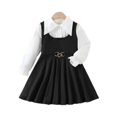 Imagem de Vestido Feminino De Manga Comprida, Preto E Branco, Estilo Coreano, Ve