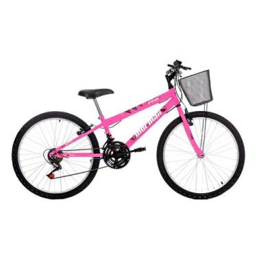 Imagem de Bicicleta Aro 24 Mormaii Safira 18 Marchas Freio V-Brake Cesta, Rosa