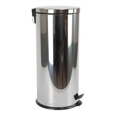 Imagem de Lixeira Inox 30L Redonda com Pedal Tampa Soft Close Cesto Removível Aç