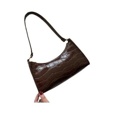 Imagem de Bolsa Feminina Pequena de Couro PU com Padrão Croco - Bolsa de Ombro e