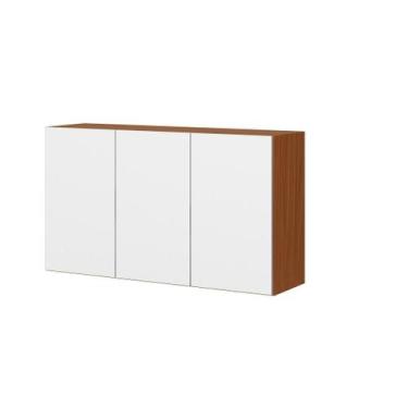 Imagem de Armário Suspenso 120cm 3 Portas Luana/Clara - Cinamomo/Branco Aramóvei