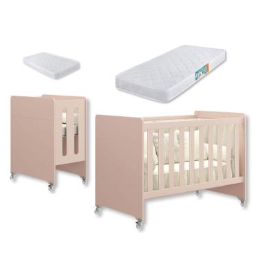 Imagem de Berço Americano 4 em 1 Evolution Rosa com 02 Colchões