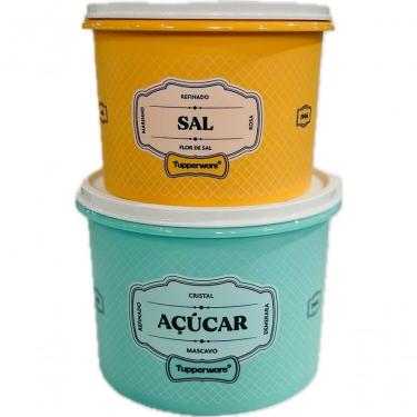 Imagem de Kit Porta Mantimentos Retro Essence para Sal e Açúcar em Plástico 100% Virgem para Cozinha Tupperware