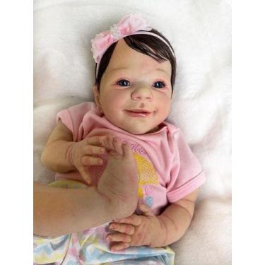 Imagem de Bebê Reborn Realista Feminina Corpo Pano e Membros Silicone Cabelo Cas
