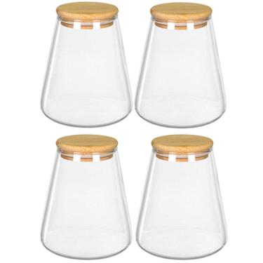 Imagem de KIT 4 POTES MANTIMENTOS HOME&CO COM TAMPA BAMBU BOROSSILICATO 950ml 13x8x8