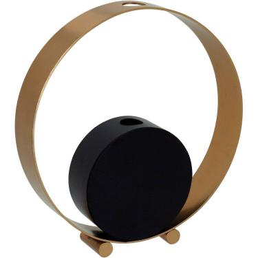 Imagem de VASO DECORATIVO ENFEITE PLANTA METAL 26x25x5cm DOURADO