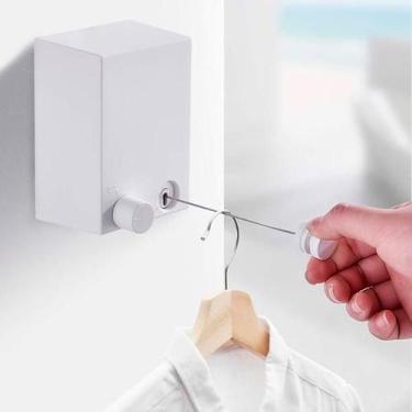 Imagem de Varal De Parede para Roupas Retrátil Invisível Automático Recolhível c