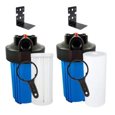 Imagem de Kit 2 Filtro Big Blue 10'' Alta Vazão Plissado Polipropileno Azul - Ro