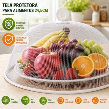 Imagem de Tela Protetora De Alimento Metálica Anti Mosca Protege Pães Frutas Bol