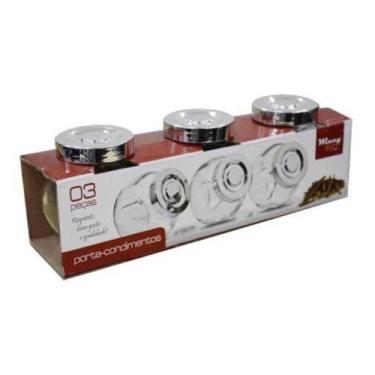 Imagem de Conjunto 3 Potes De Vidro Porta Temperos Condimentos 180ml - AIQUETUDO