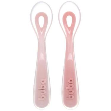 Imagem de Kit 2 Colheres em Silicone Fase 2 - Rosa - BUBA