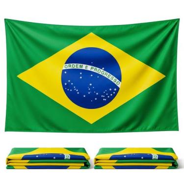 Imagem de Kit 3 Bandeiras Do Brasil Três Tamanhos Para Torcedores Copa Do Mundo 