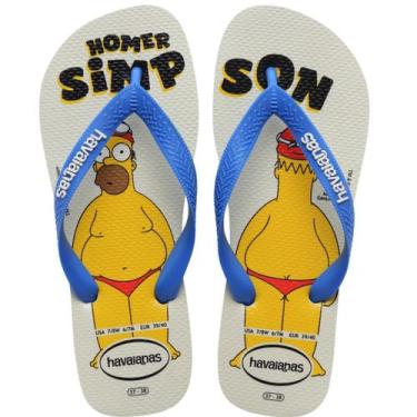 Imagem de Chinelo masculino havaianas simpsons, 37/38, Branco azul