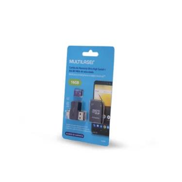 Imagem de Cartão De Memória 4X1 Ultra High Speed Até 80 Mb/S Uhs1 16Gb +Adaptador Sd Usb Dual Mc150 Classe 10