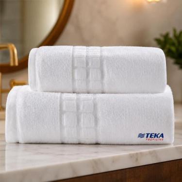 Imagem de Kit 2 Toalhas Banho Rosto Branca Hotel Profissional Gigante 500g/m Tor