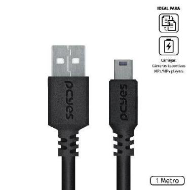 Imagem de Cabo Usb A 2.0 Para Mini Usb B 2.0 - Preto - 1 Metro - Puanm2-1 - PCYE