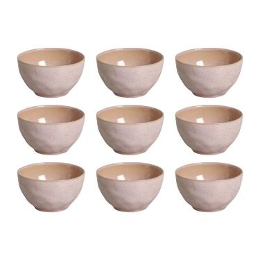 Imagem de Conjunto de Bowls Litchi Stoneware 558ML 6 Peças Orgânico Artesanal para Mesa Rosa Porto Brasil