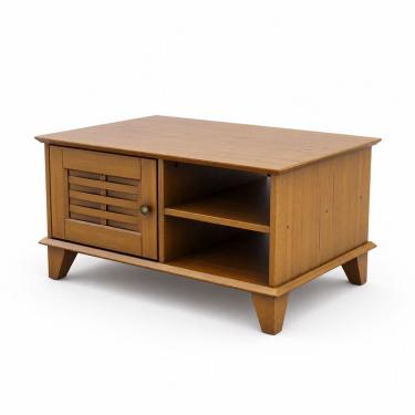 Imagem de Mesa de Centro Lux 1 Porta Retangular MDF Madeira Maciça 78CM Imbuia Móveis Retrô