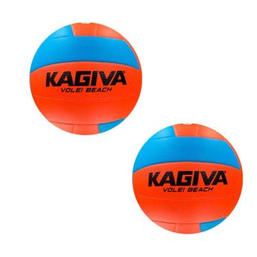 Imagem de Bola de Vôlei de Praia Kagiva Beach Ultra Power com Construção Termofusion e Câmara Airvility Laranja e Azul Kit com 2