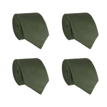 Imagem de Kit 4 Gravatas Social  Tons de Verde Masculina Slim Lisa Padrinho Casamento Noivo Trabalho Congresso
