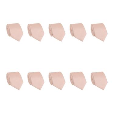 Imagem de Kit 10 Gravatas Masculina Social Slim Premium Tons de Rosa Lisa Elegante Padrinhos Formatura Trabalho