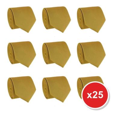 Imagem de Kit 25 Gravatas Masculina Social Slim Premium Tons de Amarelo Lisa Elegante Padrinhos Formatura Trabalho
