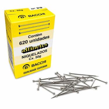 Imagem de Alfinetes Costura Bacchi Niquelados 620 Unidades 29mm Aço Inoxidável