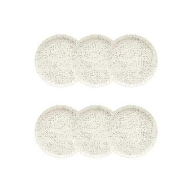 Imagem de Conjunto de Pratos de Sobremesa Flat Chuvisco 6 Peças Cerâmica Off White Oxford