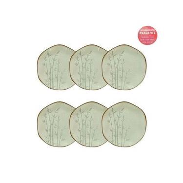 Imagem de Conjunto de Pratos de Sobremesa Ryo 6 Peças Porcelana Verde Claro Oxford