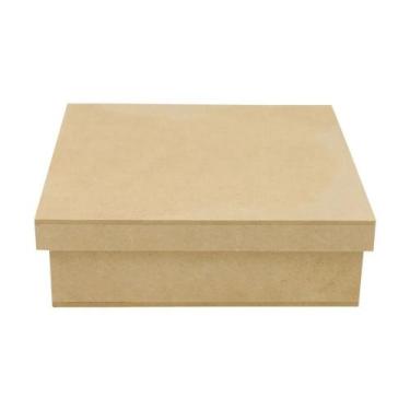Imagem de Caixa Quadrada Tampa Sapato 15x15x5 MDF Madeira Marpax 01un
